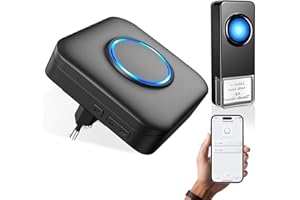 COTINSE WIFI Türklingel Funk, Funkklingel Aussen Wasserdicht Kompatibel mit Smartphone App, 0-110dB Laute Klingel Haustür mit 32 Melodien, Doorbell mit Fernbenachrichtigung, Haustürklingel mit LED-Blitz