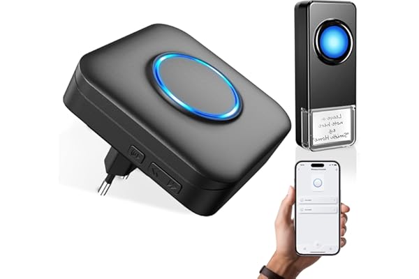 WiFi Sonnette sans Fil Exterieur Etanche, Compatible avec l'Application Smartphone, Sonnette Connectée 0-110dB 32 Mélodies, Doorbell avec Notification à Distance, Sonnette Extérieure avec Flash LED