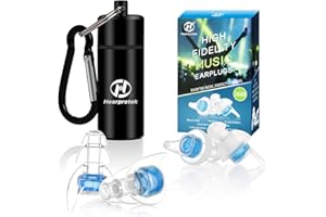 Hearprotek Musik Gehörschutz Ohrstöpsel- 20db Filterrauschen & Erhält Tonqualität Ohrstöpsel für Konzerte, Festivals, Disco (Blau)