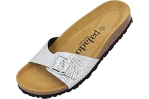 Palado Pantoletten Damen Malta Matt – gefertigt in Spanien – Veloursleder-Decksohle – matte Oberfläche – Weichfußbett für besten Komfort