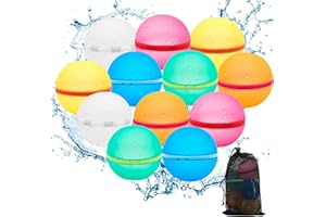 YAVOCOS Wasserbomben Wiederverwendbar, Reusable Wasserballons mit Netzbeutel, Selbstdichtende Silikon Wasserbombe, Sommerspaß-Wasserspielzeug Pool Spielzeug für Party, Wasserpark, Familienspiel(12 Stück)