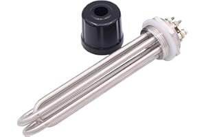 AIICIOO 220-240V 3000W Resistance pour Chauffe Eau SUS304 Résistance Chauffante 1.5" (DN40) Flange Capuchon et Bague D'étanchéité