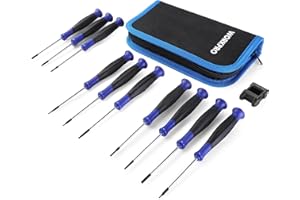 WORKPRO Set di Cacciavite di Precisione 10 Pezzi, Set di Cacciavite Mini con Punta Magnetica (Piatta, Phillips, Torx), Adatto per Lavori di Precisione, Viene Fornito con un Magnetizzatore