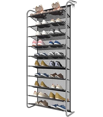 Schoenenrek boven de deur met 10 niveaus, hangend schoenenrek, metalen