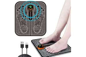 WARDBES EMS Massage des Pieds,Masseur de Pieds électrique Pliable et Portable, Masseur de Pieds Électrique, 8 Modes et 19 Intensités,pour la Circulation Sanguine et le Soulagement des Douleurs Musculaires