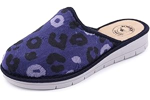 JOMIX Zimowe kapcie damskie syntetyczne futro ciepłe futro ciepłe kapcie domowe lekkie klinowe lampart kapcie wyprodukowane we Włoszech antypoślizgowe zimowe