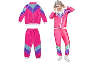 Festicy disfraz años 80 unisex I Disfraz pareja adultos, chandal retro I Perfecto para disfraces 2024, y fiestas temáticas I chandal retro años 80 hombre y mujer idóneo para Carnaval 2024