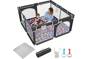 EAQ Baby Laufstall mit Matte Laufgitter Sicherheitsspielplatz mit superweichem, atmungsaktivem Netz, Kinderzaun für Säuglinge Kleinkinder
