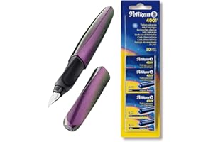 Pelikan - Penna stilografica Twist, in scatola pieghevole, universale per destrorsi e mancini, pennino M [Shine Mystic] + set di 30 cartucce