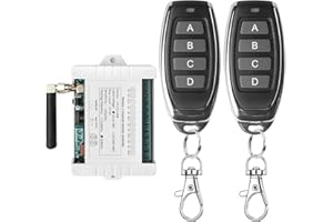 VAILEAL DC 12V 24V 36V 4 canales Control remoto universal inalámbrico Receptor radio Control remoto sin potencial Motor Motor Puerta de garaje con 2 mandos de metal para mando a distancia transmisor puerta de