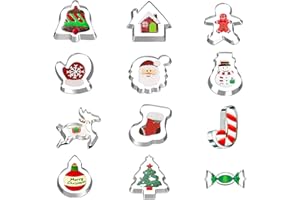 CLHXWU Lot de 12 Emporte Piece Noël,Moule Biscuit Noël,Emporte Piece Biscuit en Acier Inoxydable,Biscuit de Noël Pour La Cuisson