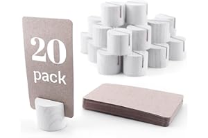 TOROS STORE 20 Pack Mini Wood Table Number Holders - Place Card Holders, Dinner Table Card Holders, Name Card Holders for Tables, Wooden Picture and Sign Holder (White)