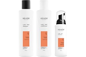 Nioxin System 4 - Hair Thickening System For Damaged Hair with Progressed Thinning - Biotin & Niacinamide - Shampoo, Conditioner, Serum