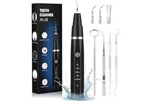 Ni-SHEN Plaque Remover for Teeth,Dental Tools Kit for Teeth Cleaning Plaque Removal with 5 Modes & LED Light,Black