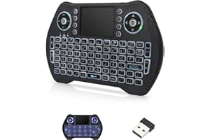 RUPA Mini Teclado Inalámbrico Smart TV Box Teclado con Receptor USB Y Retroiluminación para Android TV Box, LED Azul