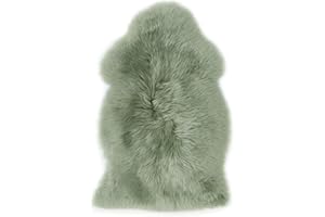 -LUXOR- living Schaffell echt – weiches Lammfell für Stuhl, Sofa & Kinderwagen oder Fellteppich für Wohn- und Schlafzimmer, Flor 50 mm, 60 x 85 cm, Salbei