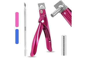 ZHXGO Upgade Acrylic Nail Clippers Set, Stainless Steel Nail Tip Clipper, Accurate False Nails Clipper, Nail Extension Clipper with Magnets Nail File Steel Push, U-Shaped Nail Clippers for Home Nail Art