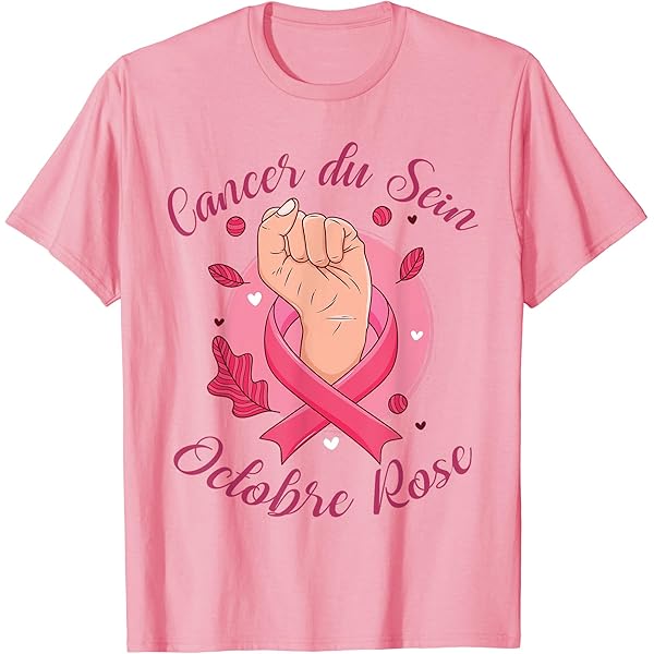 T-Shirt Femme Octobre Rose - Coton Doux, Manches Courtes - Ruban De Sensibilisation Au Cancer Du Sein