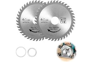 FRESILKORA 2PCS 115mm Angle Grinder Wood Blade, 40T Carbide Teeth Circular Saw Blades 4.5" for Hardwood/Plywood/PVC/Alloy Steel, Cutting Disc Carbide Finishing Saws for Woodworking 7/8 inch Arbor 22.23mm