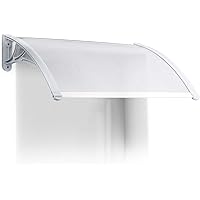 Relaxdays Vordach Haustür, Kunststoff, Aluminium, Pultbogenvordach, HxBxT: 80 x 60 cm, Überdachung, Transparent