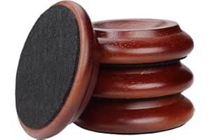 HilerPunk Klavierrollen-Becher, Massivholz, aufrechte Klavierrollen, Möbelrollen, Sofas, Betten, Stühle, Rollen, mit rutschfesten und geräuschfreien Filz-Pads, für Hartholzbodenschoner, Dunkelbraun, 4