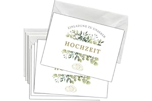 ‎BRIEFZAUBER Briefzauber 12 x Invitation Cards with 12 x Envelopes, Wedding Party, Marriage, DIN A6 Set with Filling Aids, Motif: Floral