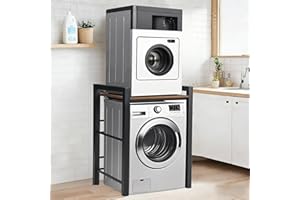 OVLRIJP Regal Nadający Się Do Pralki Regulowany, Suszarka, Regal Dla Pralki Z 3 Regulowanymi Wysokościami, Ładowność 350 kg, Szafka Dla Pralki I Suszarki, 75x67x105cm (Czarny)