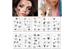 CYTECEDX Halloween tatuaż na twarz pająki pajęczyny naklejka twarz czarne tymczasowe tatuaże naklejki straszny horror, straszny makijaż na Halloween, kostium, punk, maskaradę, imprezę