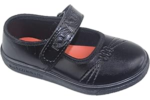 KATCH Girls School Shoes Black Shoes School Shoes for Girls Casual Easy Fasten Girls Trainers Back to School Shoes Comfy Girls Shoes Kids School Shoes Size UK/EU 8/26-5/38