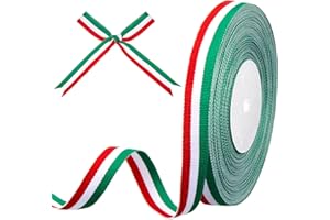 Gulfmew 15 mm x 30 yards Rouge Blanc Vert Rouge Drapeau Italie Ruban Tricolore Bobine Décorative pour l'Artisanat Décoration DIY Emballa Cadeau Médaille Mariage Fête Nationale Supercoupe d'Europe