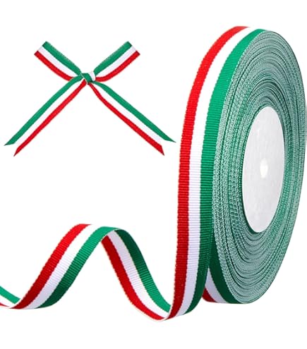 Nastro da regalo, 10 metri, rosso, bianco, blu, per decorazione di nozze, confezione regalo e celebrazioni nazionali, bandiere patriottiche (10 m x 15