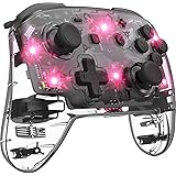 Switch Controller Transparent 8 colors adjustable LED Wireless Pro Controller for Nintendo Switch, Remote Gamepad with Joysti