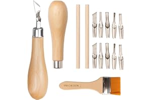 EUJRCF 2 Set Lino Cutting Tools, Linoleum Cutter Tools for Printmaking, Sculpture, and Handicrafts, Lino Cutting Printing Tool Kit with 1 Cleaning Brush,for Lino Printing Linocut Printmaking and Stamp