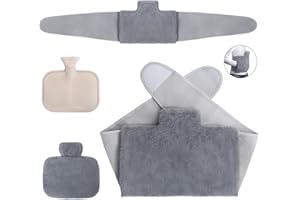 Gofady Bolsa de Agua Caliente 3 en 1, 1L Botella de Agua Caliente con Cubierta de Cintura Suave, Prueba de Fugas y Duradera, Hot Water Bottle para Cintura, Espalda, Piernas, Cuello y Hombros Adecuado