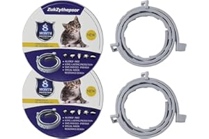 ZUKZYTHEPSOR Set di 2 collari per gatti con funzione di regolazione, impermeabili, delicati sulla pelle, per gattini a partire da 7 settimane (39 cm di lunghezza)