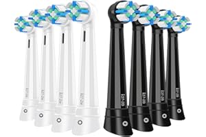 CALLYSONIC Recambio Cepillos Compatible con Oral B IO Cepillos Eléctrico, Cabezal redondo Compatible con Oral B IO 2/3/4/5/6/7/8/9/10 Para dientes limpios (8 Negro/Blanco)