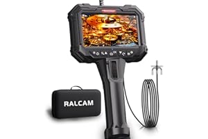 Ralcam Endoskopkamera mit Licht, Endoscope Camera mit 210° beweglichem Kopf, 5.5mm Sonde, 5" HD Bildschirm, IP67 Inspektionskamera, 1,5M Elastischer Schlangenrohr, Rohrkamera für Auto & Haus