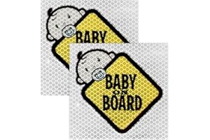 Lotsdonxia 2 Packs Baby on Board Stickers | High-Intensity Reflective Car Signs for Rear/Side Windows | Waterproof Vinyl UK Safety Decals
