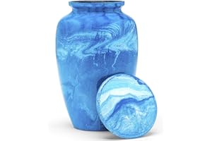 Eternal Harmony Cremation Urn | Handcrafted Memorial Urn with Elegant Finishes - Adult Size with Velvet Bag (Blue Milo)