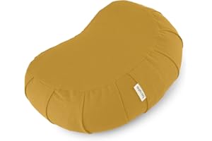 basaho CRESCENT Zafu Meditationskissen Yogakissen | Bio-Baumwolle | Buchweizenschalen | Abnehmbarer und waschbarer Bezug