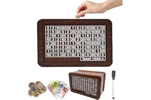 May Huang Hucha de Madera, Hucha con Contador, Hucha para Niños con Objetivo de Ahorro y Números de Tictac para Ayudar a Los Niños a Desarrollar el Hábito de Ahorro (1000€)