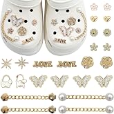 UJBVCX 24 Pcs Shoe Ornaments, Clog Charms for Boys and Girls, Clog Sandals Shoe Ornaments, Removable Charms with Crystals and