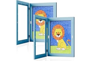 DURPAR 2 Piezas Marco Dibujos Infantiles, A4 Marcos con Profundidad, Acomodar 150 Hojas Marcos de Fotos Múltiples, Marco para Dibujos Infantiles Ideal para Cuadros, Dibujos Niños, Arte(Azul)