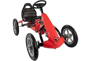 Lemodo Go Kart Tretfahrzeug rot – Kinderfahrzeug mit Handbremse und Leerlauf, Tretauto für Kinder ab 5 Jahre, GoKart Pedalfahrzeug, Outdoor-Fahrzeug mit Pedalantrieb, Fahrzeug mit Pedalen
