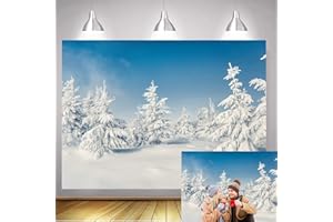 WANGRJ Weihnachtlicher Schnee-Wald-Hintergrund, natürliche Winter-Schneeflocke, Schneefall, Weihnachten, weißer Schneebaum, Foto-Hintergrund, Heim-Party-Dekoration, Fotostudio-Requisiten, 2,4 x 1,8 m