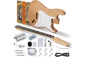 STRICH DIY Electric Guitar Kit, ST Style Mahogany Body & Maple Neck Guitar with SSS Pickups, Easy to Assemble Kit with All Parts Included – Build Your Own Electric Guitar