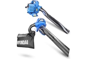 Hyundai 3-in1 Leaf Blower, 26cc 2-stroke, Large 40l leaf Collection Bag, Powerful Petrol Leaf Blower Vacuum, Shredder and Mulcher With 3 Year Warranty