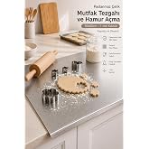 SHG HOME Paslanmaz &Ccedil;elik Mutfak Tezgahı ve Hamur A&ccedil;ma 50x60cm &ndash;1.mm Kalınlık, Kaymaz ve Desenli