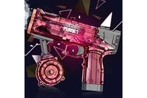 JOCUND PLANET Super Pulse Water Gun – Electric Water Gun with Simulated Recoil, Waterproof Squirt Gun for Kids, One Reload 500 Rounds, Swimming Pool Beach Outdoor Water Fighting Toys (Transparent Red)