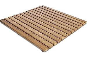 DISEÑOS Y FABRICADOS EN MADERA Tarima/Alfombra Flexible para Ducha y baño, en Madera de Teca (50 x 50 cm)